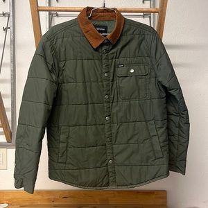 Brixton Cass Jacket. Evergreen/Brown. Size Small